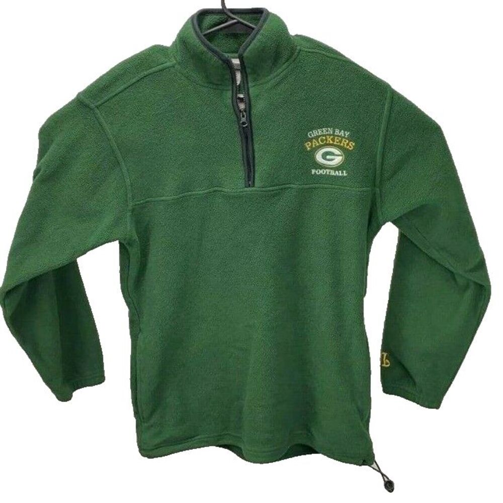 Vintage Green Bay Packers Quarter Zip Fleece Sweatshirt NFL Football Pullover